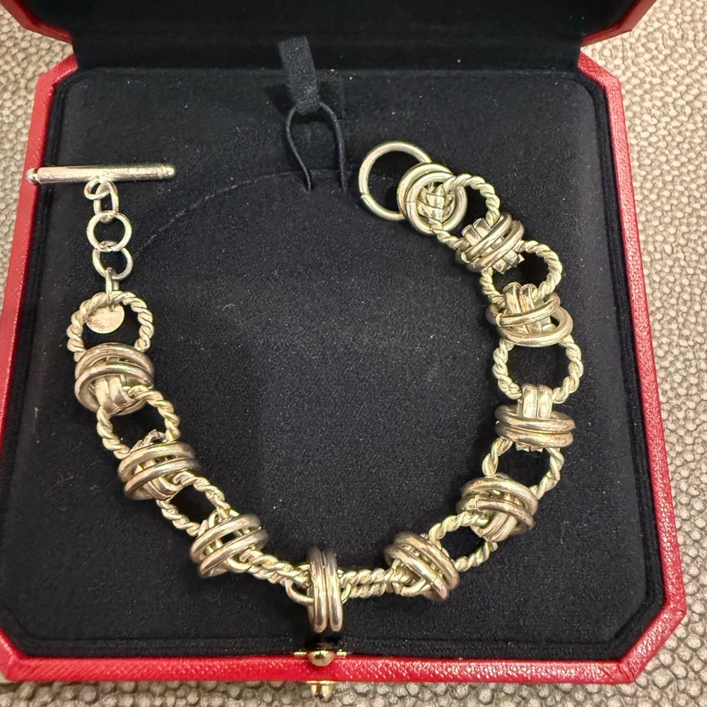 Italian 925 Sterling Silver Vermeil Round Multi-Link Bracelet - Picture 2 of 4